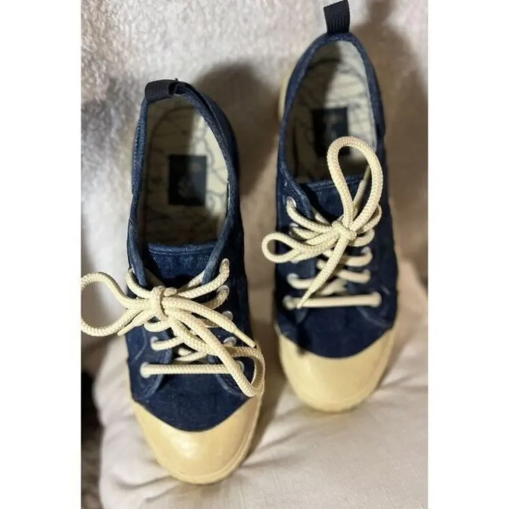 Vintage Nautica Denim Jean Lace Up‎ Shoes Size 8 Y2K Chunky Sole